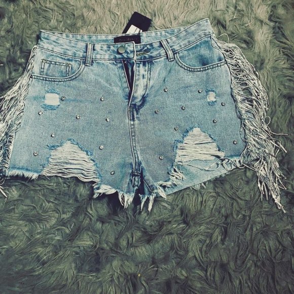 Pants - RHINESTONE FRINGE SHORTS